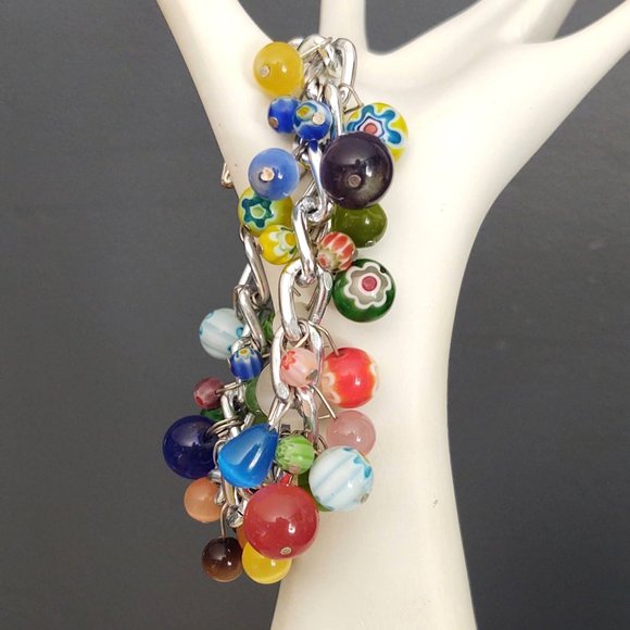 Jewelry - Multi color glass beaded bauble bracelet